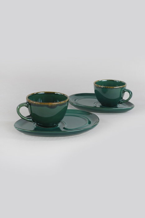 Hermia Juego de tazas de café de cerámica verde, 4 piezas